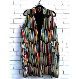 Women"s Vest Sz XXXL Custom Made Big &Tall 2 Pocket Sleeveless Lagenlook Rainbow